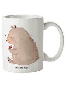 Кружка XL Медведь Божья коровка без слов в белом цвете Mr. & Mrs. Panda