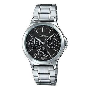 Часы CASIO Waterproof Quartz Silver/ Black Analog, черный