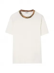 Хлопковая футболка с отделкой в клетку BURBERRY, бежевый