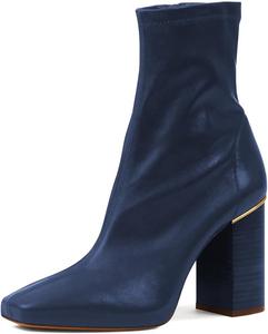 Женские ботильоны Pazzion на толстом высоком каблуке с квадратным носком, с растягивающимися боковыми молниями, повседневная обувь для работы и покупок, размер 4-16 US, Blue