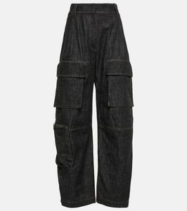 Джинсовые брюки-карго с высокой талией Brunello Cucinelli, Denim Black