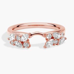 Романтичное кольцо с бриллиантами огранки «Маркиз» из розового золота 14 карат (5/8 карата, двойной). Blue Nile