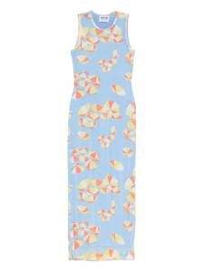 Платье макси с принтом зонтика MOSCHINO JEANS, синий