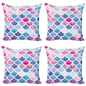 ABAKUHAUS Набор чехлов на подушку с рыбьей чешуей (4 предмета), пастельный узор «Русалка», современная двусторонняя цифровая печать, 40 см x 40 см, многоцветный