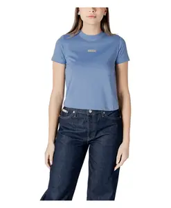 Светло-Голубая хлопковая футболка Calvin Klein Jeans, синий