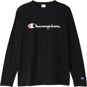 Мужская футболка с длинным рукавом Champion C8-W419Z, круглый вырез, 100% хлопок, логотип с надписью, базовый стиль, черный