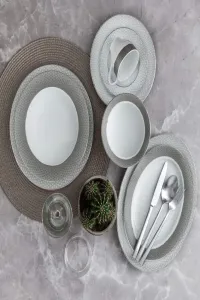 Набор столовых приборов Толстой - 84 предмета, серый, декоративный Elica