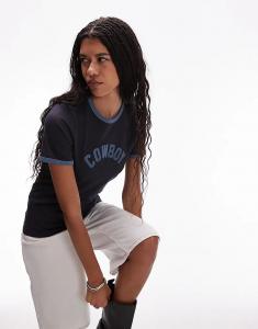 Футболка Wrangler с ковбойским слоганом, темно-синего цвета