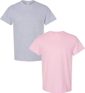Футболка Gildan мужская Heavy Cotton, 2 шт, LRG, Sportgrey, LightPink