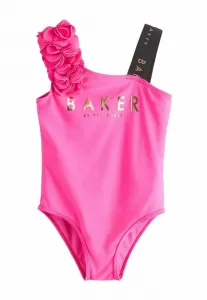 Купальник прямого кроя, цвет фуксия, с объемным цветочным принтом, на одно плечо Baker By Ted Baker, Fuchsia Pink