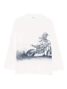 Лонгслив с мотоциклетным принтом Il Gufo, кремовый