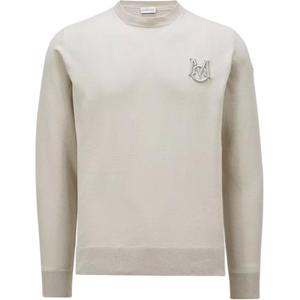 Вышитый монограммный хлопковый джемпер свитер мужской beige Moncler, бежевый