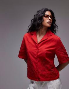 Укороченная рубашка coord в красном цвете Topshop