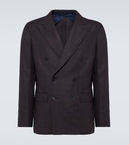 Клетчатый шерстяной пиджак в стиле принца Уэльского Brioni, темно-коричневый