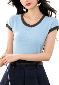 Простая футболка с круглым вырезом и короткими рукавами