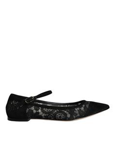 Черные туфли-лодочки Taormina Lace Bellucci Flats Dolce & Gabbana