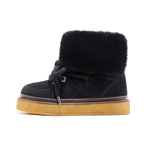 OETZI Теплые нескользящие короткие зимние ботинки женские черные