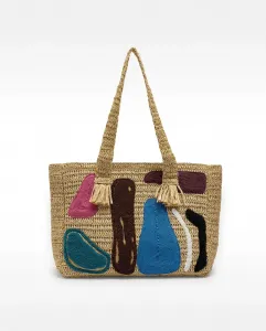 Сумка-шоппер через плечо с застежкой-молнией и разноцветными нашивками Parfois, коричневый