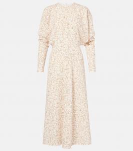 Платье миди с принтом летучая мышь Victoria Beckham, Floral Ovation Peach