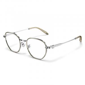 Police Титановая оправа для очков неправильной формы унисекс в цвете металлик, VPLT18K-0W63\亮浅枪