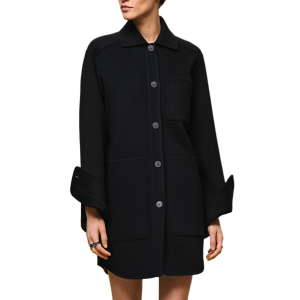 HERMES Пальто женское Black Lapel Moderate
