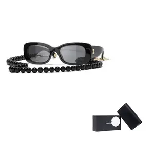 CHANEL Солнцезащитные очки-бабочки из сплава для женщин, Black