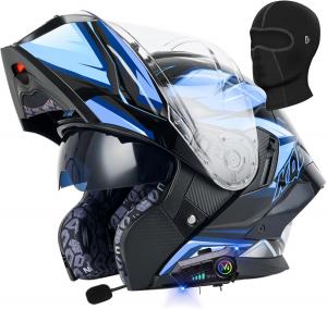 Шлем мотокроссовый Guenzo Bluetooth, черный / синий