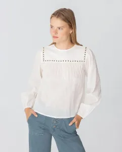 Женская блузка с длинным рукавом и заклепками Noon, белый