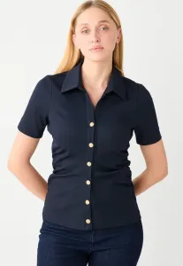 Рубашка с коротким рукавом и воротником, приталенного кроя, на пуговицах. Jimmy Key, Dark Blue