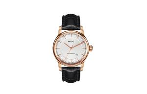 MIDO Часы Baroncelli Automatic Mechanical Movement Women's Watch Watch 29mm Gold Dial Stainless Steel Case Leather Strap, Silver