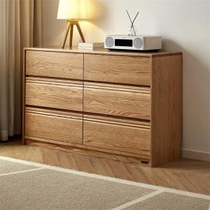 Quanu Комод для спальни и кабинета из массива дерева, 6 ящиков, с выдвижным туалетным столиком