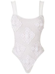 Купальник с вырезами и бисером Amir Slama, белый