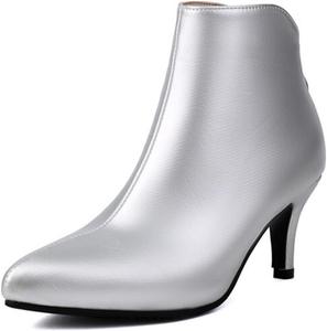 Женские сексуальные ботильоны Aflngle с заостренным носком, на высоком каблуке-стилетто, с модной задней молнией и низким каблуком, Silver