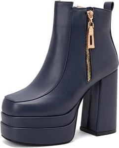 Ботильоны на платформе с каблуком MRKEWUNEY для женщин, 10 Blue
