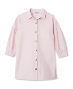 Детское платье-рубашка с рукавом 3/4 из вельвета Lands' End, розовый