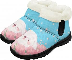 Детские зимние сапоги для девочек, водонепроницаемые, противоскользящие, для холодной погоды, с искусственным мехом, походные ботинки Goronwyfloyd, Blue Dog