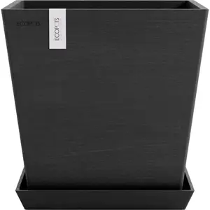 Цветочный горшок ECOPOTS «Rotterdam 25 + система водоснабжения темно-серый», для внутреннего и наружного применения: морозостойкий, ударопрочный и светостойкий