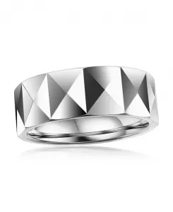 Высокополированное квадратное граненое вольфрамовое кольцо Metallo, silver