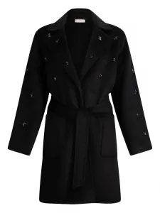 Шерстяное пальто с вышивкой из украшений LIU JO, черный