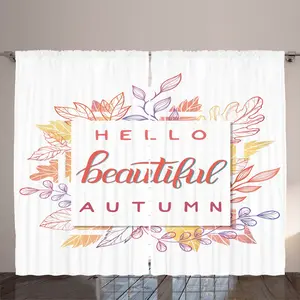 Штора ABAKUHAUS Hello Fall в деревенском стиле, современное осеннее искусство, универсальные ленточные шторы для гостиной с петлями и крючками, 280 x 225 см, белый многоцветный Abakuhaus