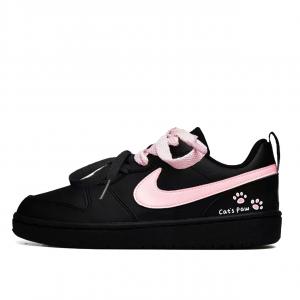 Nike Скользоустойчивые износостойкие низкие детские скейтбордические кроссовки Court Borough черно-розовые для подростков