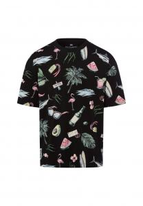 Футболка Nils Sundström Print T-shirt, Schwarz Mehrfarbig /Black