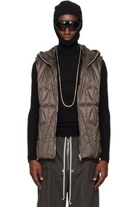 Rick Owens Жилет Moncler + Rick Owens серого цвета с геокамоном на молнии