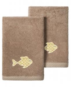 Набор из двух полотенец для рук из турецкого хлопка с вышивкой «Фиджи» Linum Home, цвет cocoa