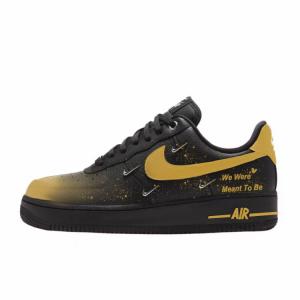 Nike Air Force 1 Low WMNS износостойкие нескользящие низкие скейтбордские туфли женские black yellow