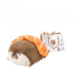 Милые креативные плюшевые игрушки выдры в виде суши 40 см OU DI PIG, Brown+Bear Shopping Bag