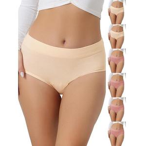 7 пар женских дышащих трусов Cotton Comfortable Stretch 3L High Waist Inspire Chic, Dark Pink Beige