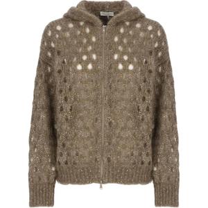 Кардиган с капюшоном и пайетками Brunello Cucinelli, коричневый