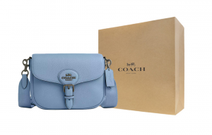 COACH Кожаная сумка-седло Amelia, кожаная сумка через плечо, средняя женская сумка-кроссбоди синяя