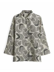 OPUS Женская футболка с длинными рукавами на пуговицах, бежевого цвета